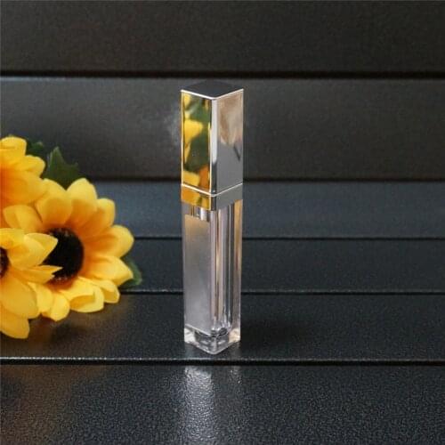 7.5ml 10~50pcs Empty Makeup DIY Lip Gloss Bottle Square Bright Silver Lip Gloss Tube with LED Light Mirror Labial Glair Bottle