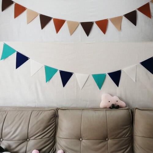 8M 18 Flags Grey Khaki Brown White Pink Felt Bunting Banner Wedding/Halloween Birthday Party Hanging Garland Decoration Supplies