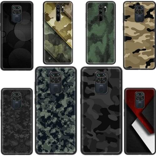 Black Phone Case For Redmi 8 7 Note 9S 9 8 7 Pro Max 9A 9C 8T 6 7A 8A India 4G Soft Coque Camouflage Pattern Camo Military Army