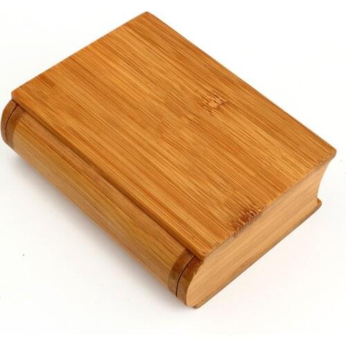Customized bamboo wooden box casket Retro Book design Trinket Storage Handmade Wooden Treasure Case Classic Gift Bamboo ZSN-08