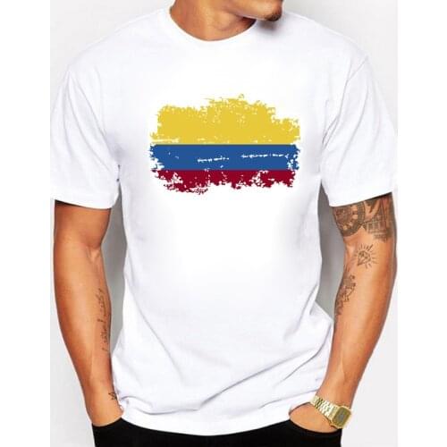 Summer Colombia Fans Men T shirt Short Sleeve Round collar Tops Colombia Flag Style Hip Hop T-shirt For Men