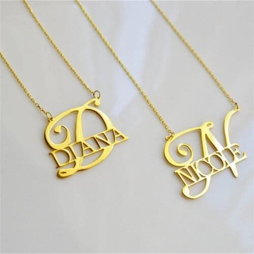 Personalized Stainless Steel Unique Star Women Fashion Initial Name Necklace Custom Monogram Letters Jewelry Dropshipping