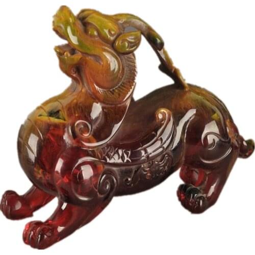 Chinas rare ancient decorative amber lifelike dragon statue carving crafts home decoration