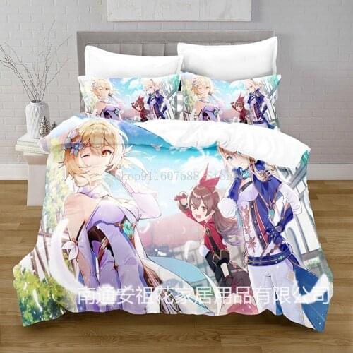 Bedding Set Game Genshin Impact chongyun 3d Duvet Cover Set Comforter Bed Linen Twin Queen King Single Size Dropshipping Cartoon