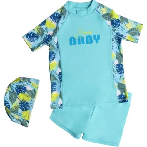 Julysand Boys Swimwear High-end Two-Piece Swimsuit Kids Leaf Printing Rash Guard UV protection Boy BathingSuit
