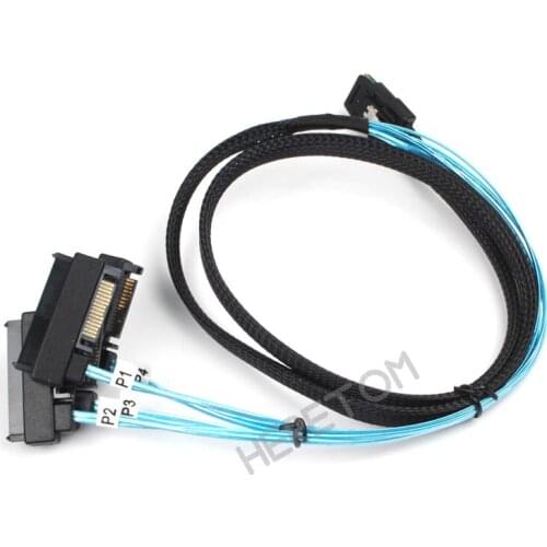 NEW sas sata cable Internal Mini SAS 36pin SFF-8087 to (4) 29pin+15Pin SFF-8482 connectors with SATA Power 1M