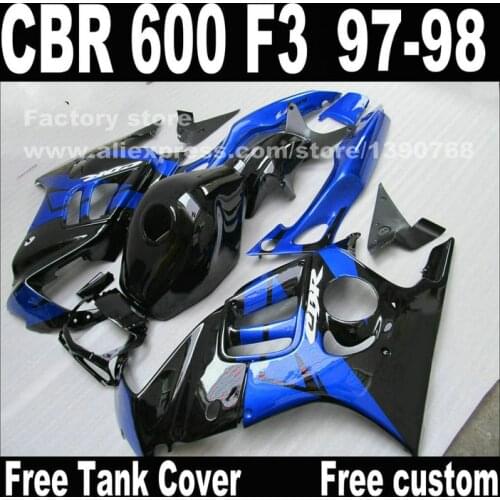 Motorcycle parts for HONDA CBR 600 F3 fairings 1997 1998 CBR600 F3 97 98 blue black fairing kit T3