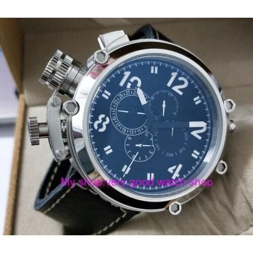 50mm parnis black dial Left hand type Automatic Self-Wind movement multi-function luminous Mens watches dfgd202A