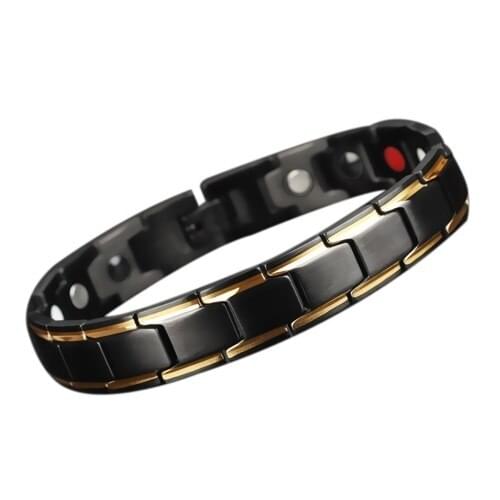 【Sinor】Korean personality mens titanium steel bracelet trend magnet stainless steel couple health jewelry spot wholesale Black