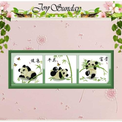 Lucky three pandas Patterns Counted Cross Stitch 11CT 14CT Cross Stitch Sets Animals Cross Stitch Kits Embroidery Needlework