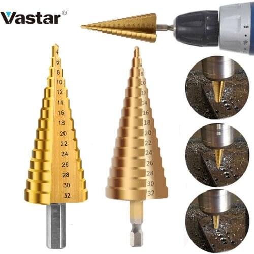 Vastar 3 pcs HSS Titanium Coated Step Universal Drill Bit Set 3-12mm 4-12mm 4-20mm Power Tools