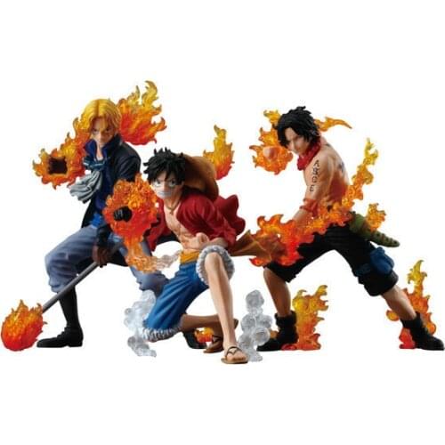NEW hot 8-12cm One piece Flame three brothers luffy ace Sabo action figure toys Christmas toy