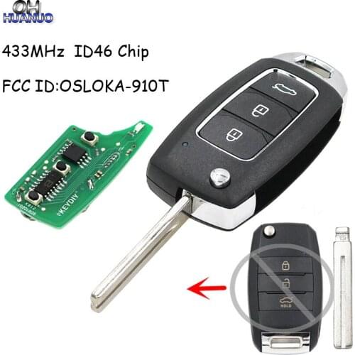Upgraded Folding Flip Remote Key Fob 433MHz ID46 Chip for Kia Sorento 2016-2017 FCC: OSLOKA-910T