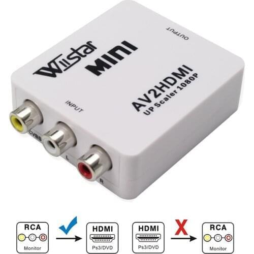 RCA to HDMI Audio Converter 1080P RCA Composite CVBS AV to HDMI Adapter Support PAL/NTSC Included 3RCA Composite Cable