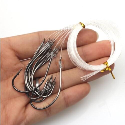 Rompin 10pcs Fishing Hook with fishing line High carbon steel 24# Barbed Hooks Pesca Sea Fishing Hooks fishing Tackle