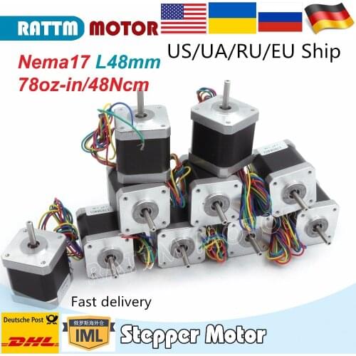 10pcs Nema17 stepper motor for 3D printer motor set 48mm/ 1.8A/ 78 Oz-in servo motor for CNC engraving machine 17hs8401