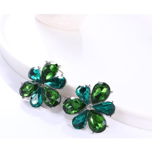 New Crystal Zircon Flower Stud Earrings for Women Personality Earrings Hot Style Jewelry