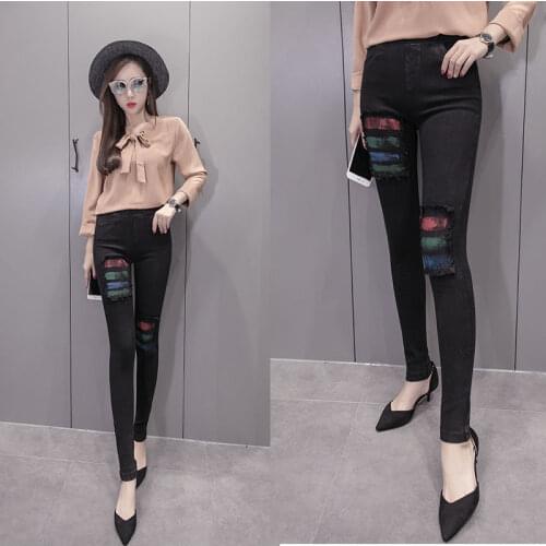 Sexy High Waist Strap Zipper Jeans Woman Spring Korean Version of The Large Size Slim Slim Pencil Nine Points Pants Jeans Woman