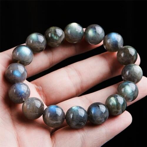 Natural Labradorite Bracelets Women Men Powerful Stretch Crystal Round Bead Natural Stone Bracelet 14mm