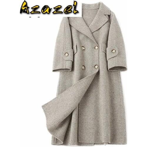 Long Wool Coat Female Korean Vintage Spring Autumn Jacket Women Clothes 2020 Outwear Casual Office Lady Coats Abrigos ZT2385