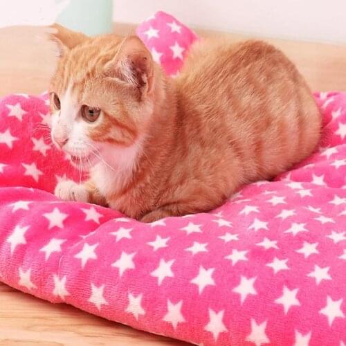 Winter Warm Pet Dog Soft Cushion Large Print Flannel Cotton Mattress Cat Pet Mat Bed Pad Rug Cartoon Printed Cat And Dog Pad