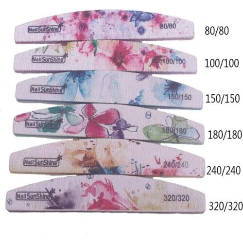 1/3/6pcs lot New Nail File Flower Printed Nail buffer Colorful Lime a ongle 80/100/150/180/240 Professional Manicure Tools