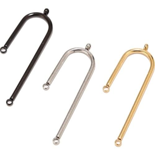 10pcs Gold/Black Plated Stainless Steel 39mm U shape Connectors Charm Bracelets Necklaces For DIY Jewelry Handmade Making