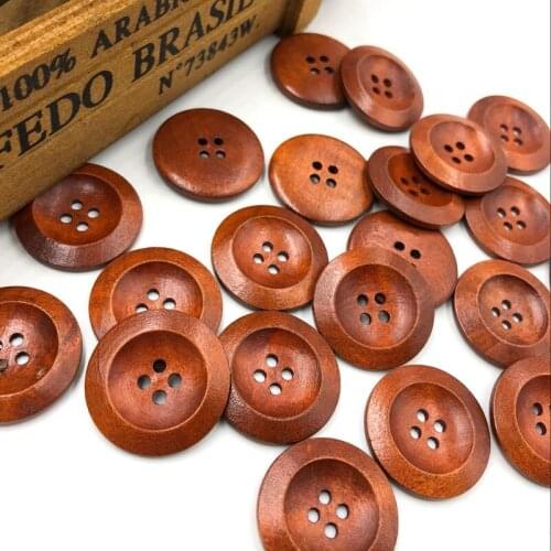 10 pcs Coffee 4 Holes Round Wood Sewing Buttons 30mm WB222