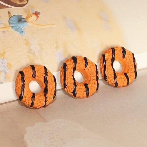 20Pcs Resin Kawaii Donuts Cute Parts Chocolate Mini Food Toy Craft Cabochon For Flatback Embellishments Decoration