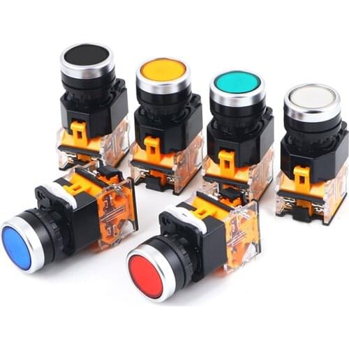 22mm LA38 with Light Flat Head Button Momentary Switch /Latching Push button switch 10A/440V AC/DC 6-380V