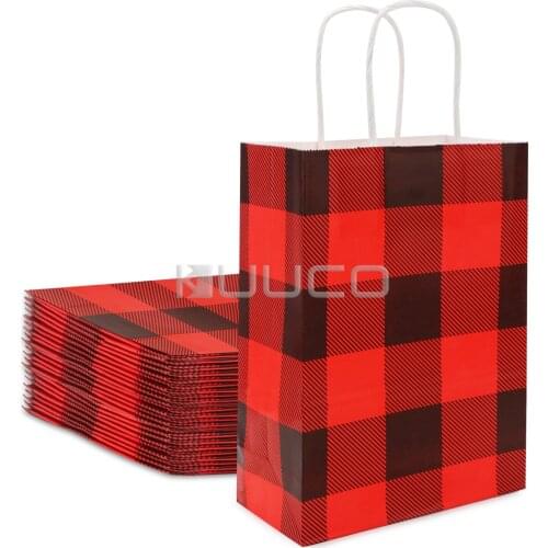 24pcs/Lot Multifuntion Christmas Paper Bag Festival Gift Bags with Handles Bulk Party Supplies for Event/Shopping/Wedding