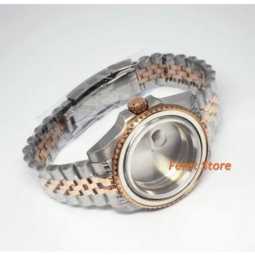 40mm New watch case sapphire glass date Jubilee stainless steel case fit ETA2836 Miyota 82 series Mingzhu DG 2813 3804 movement