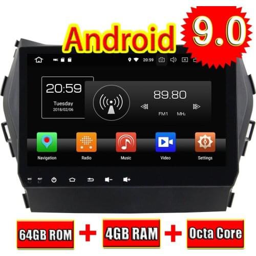 Topnavi 9'' Octa Core Android 9.0 Car Multimedia Player For Hyundai IX45 2014 2015 2016 Audio Radio Stereo 2DIN GPS Navigation