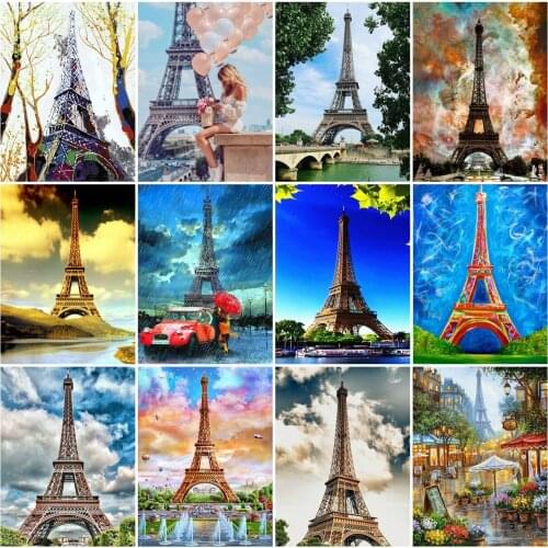 AZQSD 5D Diamond Embroidery Tower Mosaic Rhinestones Diamond Painting Landscape Cross Stitch Handicraft Home Decoration Gift
