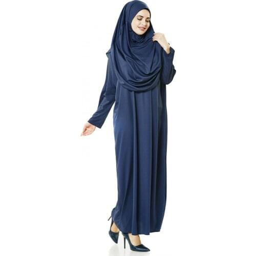 One Piece Prayer Dress Navy Blue Standard Size One Piece Womens Prayer Dress Prayer Dress One-piece Dress with headscarf
