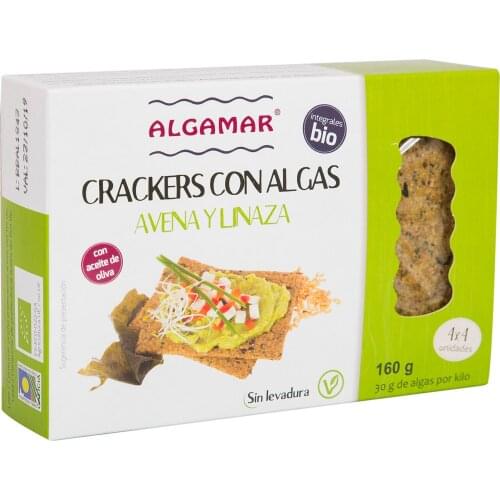 Whole-grain Crackers with algae, without yeast, with olive oil-oats, and linseed 160 g BIO
