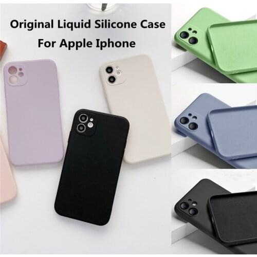 For Iphone 12 Pro Max Case Original Premium Square Liquid Silicone Phone Case for Iphone 11 XR Luxury Cellphones Bumper Covers