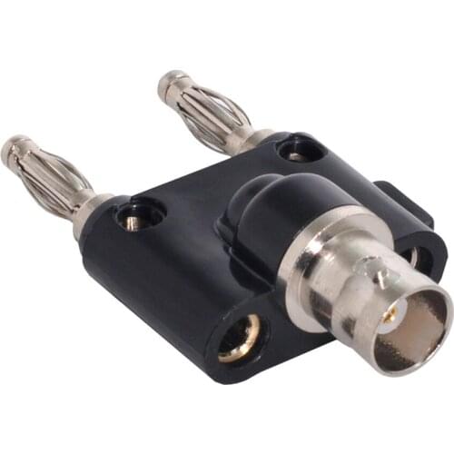 CY Cable BNC Female Jack to Two Dual Banana Male Plug Pin RF Splitter Connector Adapter