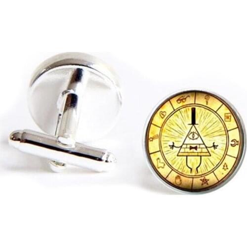 Drama cartoon Mysteries BILL CIPHER WHEEL cufflinks 1Pair/lot mens Cuff Links Design Cuff Link cufflinks pendant jewelry