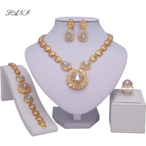 Fani Fashion African Beads Brand Jewelry Set Women costume 2018 Dubai Gold-color woman accessories Jewelry Sets Wholesale
