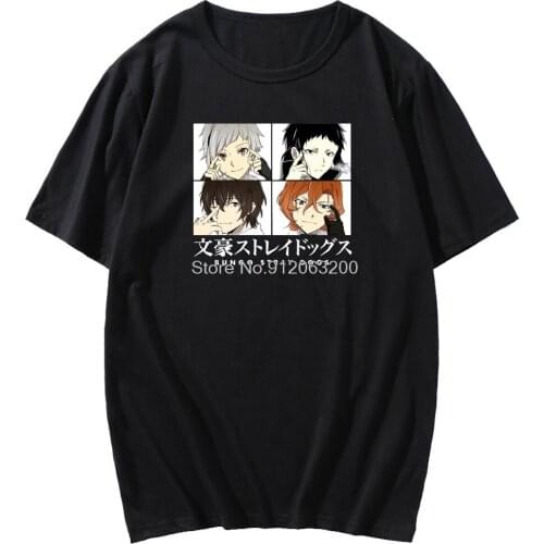 Japanese Anime Bungou Stray Dogs T-shirt Short Sleeves Spring Summer Unisex Fashion Retro Style T Shirt Male Creativity Tshirt
