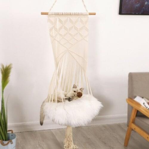 Pet Cat Hammock Bed Swing Bohemian Wall Hanging Macrame Cotton Handwoven Tapestry For Home Bedroom Decoration Cat Bed 2021