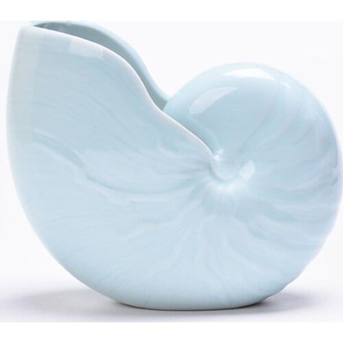 Plant Ceramic Pot Shell Shape Non-porous Blue For Gifts Garden Creative And Novel Design Bedroom Nonporous Home Decoration Vase