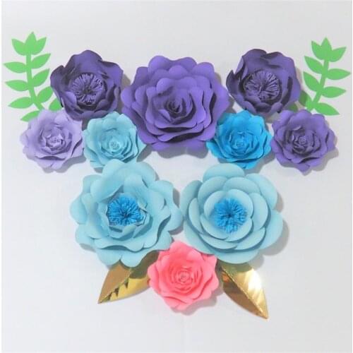 2018 Assembled 10 Giant Paper Flowers 4 Leaves For Wedding Backdrop Baby Nursery Baby Shower Bridal Shower Mix Sizes