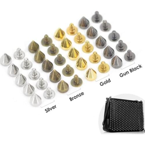 20Pcs Cone Rivet Screw Punk Style Stud Leathercraft Bullet Spikes DIY Craft Supplies Clothes Jewelry Accessories 7x9mm