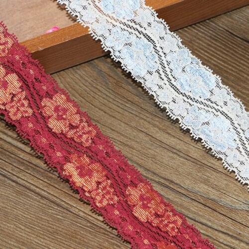 New 5yard 4cm high-quality rice blue and red-gold lace stretch lace sewing household clothing accessories DIY material