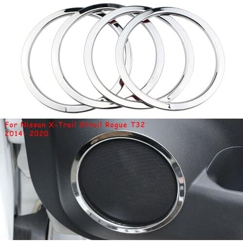 4Pcs For Nissan X-Trail Xtrail Rogue T32 2014- 2020 Car Door Sound Stereo Audio Cover Trim Ring ABS Tweeter Speaker Cover