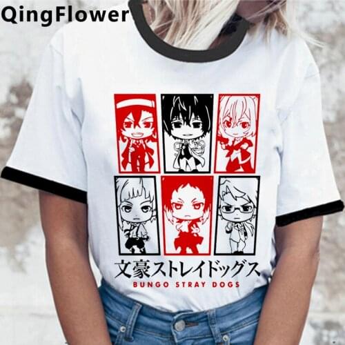 Hot Japanese Anime Bungou Stray Dogs T Shirt Kawaii Summer Tops Cartoon Graphic Tees Harajuku Unisex Fashion Tshirt