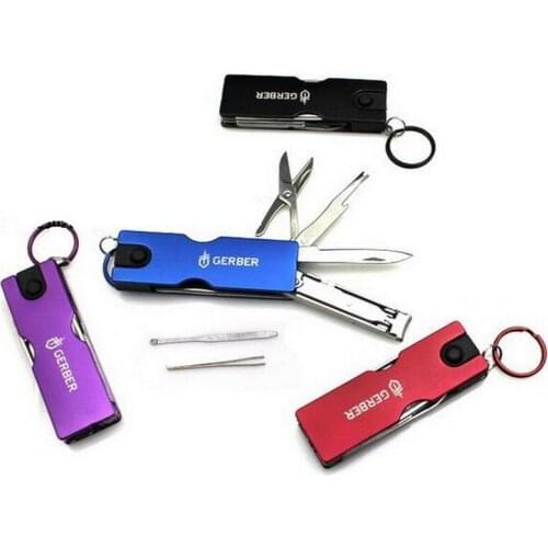Multifunctional EDC Pocket Scissors Nail Clippers Knife Camping Gear 10Functions Tools with LED Light Survival Keychain Gadgets
