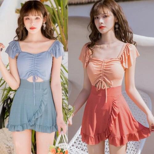 Fashion Korean Version of the New Swimsuit One-piece Women Tie Rope Slimming Suspender Sexy Conservative Swimwear
